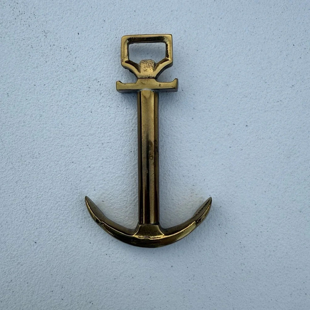 Unpolished‎ Brass Bottle Opener/Cork Screw  Anchor Nautical Theme Barware Boat